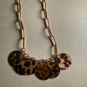 Gold Toned and Brown Pendant Necklace